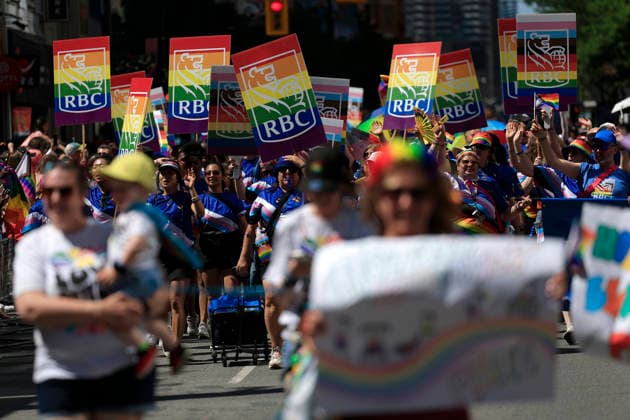 People participate in the LGBTI Pride Day march in Toronto, Canada, 28 June 2026. LGBTI Pride Day Celebration in Toronto !ACHTUNG: NUR REDAKTIONELLE NUTZUNG!  Copyright: xBienvenidoxVelascox AME5421 20260629-55020740276_1