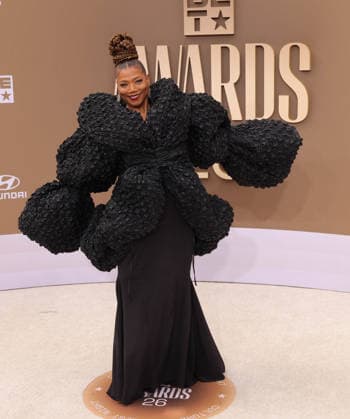 Queen Latifah arrives on the red carpet for 26th annual BET Awards live telecast at the Peacock Theater in Los Angeles on Sunday, June 28, 2026. The BET Awards honors Black entertainers and other people of color in music, film, sports and philanthropy.  LAP20260628365 GREGxGRUDT