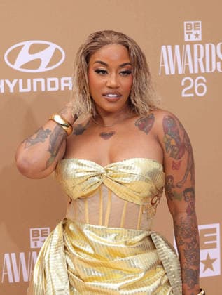 Jhonni Blaze arrives on the red carpet for 26th annual BET Awards live telecast at the Peacock Theater in Los Angeles on Sunday, June 28, 2026. The BET Awards honors Black entertainers and other people of color in music, film, sports and philanthropy.  LAP20260628403 GREGxGRUDT