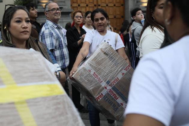 Humanitarian aid campaign launched in Lima for Earthquake Victims in Venezuela LIMA, PERU - JUNE 28: People gather at a collection center in Lima, Peru on June 28, 2026, to donate essential supplies, including food, clothing, and medicine, for families affected by the recent earthquakes in Venezuela. Organized by the Venezuelan community living in Peru, the humanitarian campaign called on residents and citizens to support the relief efforts for the disaster victims. Klebher Vasquez Anadolu Lima Peru. Editorial use only. Please get in touch for any other usage.  Copyright: x2026xAnadoluxKlebherxVasquezx
