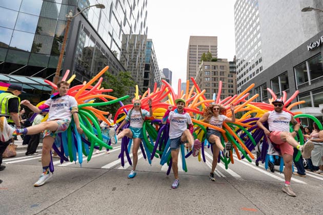 June 28, 2026, Seattle, Washington, USA: Members of the Seattle Frontrunners, a local inclusive running group, march through downtown Seattle during the Seattle Pride Parade in downtown Seattle on Sunday, June 28, 2026. Seattle USA - ZUMAg235 20260628_zap_g235_033 Copyright: xPaulxChristianxGordonx