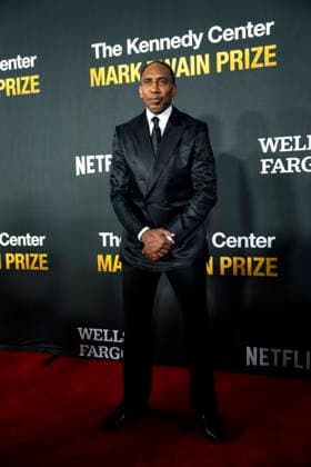Stephen A. Smith arrives on the red carpet before the 27th Mark Twain Prize for American Humor Award at the Kennedy Center for the Performing Arts in Washington DC on Sunday, June 28, 2026.  WAP20260628330 BONNIExCASH