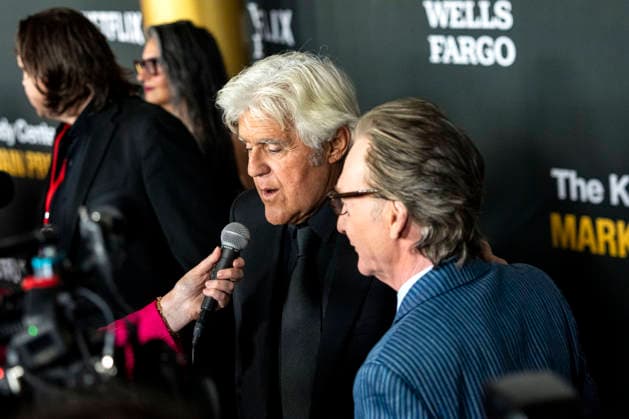 Bill Maher and Jay Leno arrive on the red carpet before the 27th Mark Twain Prize for American Humor Award at the Kennedy Center for the Performing Arts in Washington DC on Sunday, June 28, 2026.  WAP20260628343 BONNIExCASH