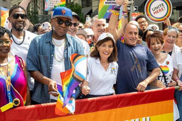 RECORD DATE NOT STATED 2026 New York City Pride March (NEW) 2026 New York City Pride March. June 26, 2026, New York, New York, USA: Bronx District Attorney Darcel Clark, New York City Public Advocate Jumaane Williams, Queens Borough President Donovan Richards Jr. and New York State Governor Kathy Hochul participate in the 2026 Pride March on June 28, 2026 in New York City. (Credit: M10s TheNews2)(Foto: M10S Thenews2 imago images) 2026 New York City Pride March  Copyright: xM10sx