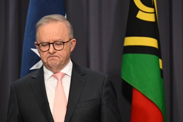 JOTHAM NAPAT AUSTRALIA VISIT, Australian Prime Minister Anthony Albanese speaks to the media during a press conference after signing the Nakamal agreement with Prime Minister of Vanuatu Jotham Napat at Parliament House in Canberra, Monday, June 29, 2026. ( NO ARCHIVING CANBERRA AUSTRALIAN CAPITAL TERRITORY AUSTRALIA  Copyright: xLUKASxCOCHx 20260629116241314804