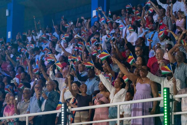 (260629) -- VICTORIA, June 29, 2026 -- People watch the National Day celebrations commemorating the 50th anniversary of Seychelles Independence in Victoria, Seychelles, June 28, 2026. ) SEYCHELLES-VICTORIA-INDEPENDENCE-50TH ANNIVERSARY-CELEBRATIONS XiexJianfei 