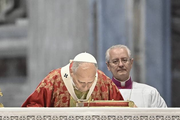 Solemnity of Saints Peter and Paul in Vatican VATICAN CITY, VATICAN, JUNE 29: Pope Leo XIV celebrates a mass on the Solemnity of Saints Peter and Paul, patrons of Rome, in St Peter s basilica at the Vatican, on June 29, 2026. Isabella Bonotto Anadolu Vatican City Vatican. Editorial use only. Please get in touch for any other usage.  Copyright: x2026xAnadoluxIsabellaxBonottox