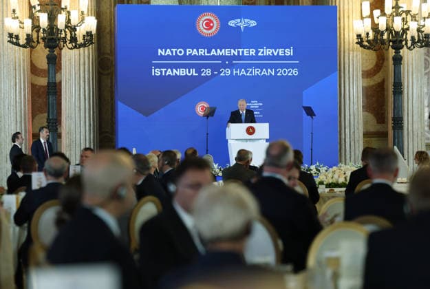 Turkish President Recep Tayyip Erdogan ISTANBUL, TURKIYE - JUNE 29: (----EDITORIAL USE ONLY - MANDATORY CREDIT - TURKISH PRESIDENCY MUSTAFA KAMACI HANDOUT - NO MARKETING NO ADVERTISING CAMPAIGNS - DISTRIBUTED AS A SERVICE TO CLIENTS----) Turkish President Recep Tayyip Erdogan makes a speech as he attends a luncheon hosted in honor of NATO Parliamentary Speakers at the Dolmabahce Palace in Istanbul, Turkiye on June 29, 2026. TUR Presidency Mustafa Kamaci Anadolu Istanbul Turkey. Editorial use only. Please get in touch for any other usage.  Copyright: x2026xAnadoluxTURxPresidencyx xMustafaxKamacix