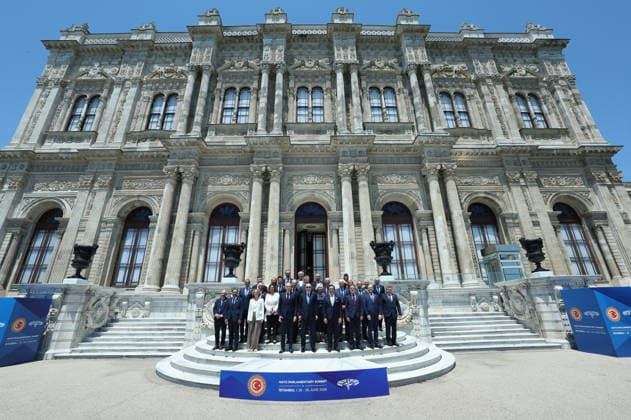 Turkish President Recep Tayyip Erdogan ISTANBUL, TURKIYE - JUNE 29: (----EDITORIAL USE ONLY - MANDATORY CREDIT - TURKISH PRESIDENCY MUSTAFA KAMACI HANDOUT - NO MARKETING NO ADVERTISING CAMPAIGNS - DISTRIBUTED AS A SERVICE TO CLIENTS----) Turkish President Recep Tayyip Erdogan poses for a group photo as he attends a luncheon hosted in honor of NATO Parliamentary Speakers at the Dolmabahce Palace in Istanbul, Turkiye on June 29, 2026. TUR Presidency Mustafa Kamaci Anadolu Istanbul Turkey. Editorial use only. Please get in touch for any other usage.  Copyright: x2026xAnadoluxTURxPresidencyx xMustafaxKamacix
