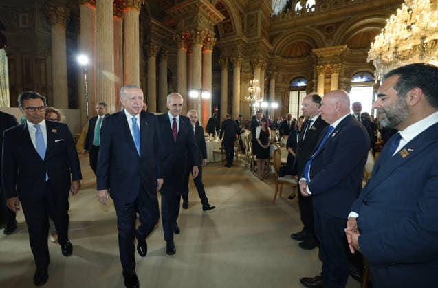 Turkish President Recep Tayyip Erdogan ISTANBUL, TURKIYE - JUNE 29: (----EDITORIAL USE ONLY - MANDATORY CREDIT - TURKISH PRESIDENCY MUSTAFA KAMACI HANDOUT - NO MARKETING NO ADVERTISING CAMPAIGNS - DISTRIBUTED AS A SERVICE TO CLIENTS----) Turkish President Recep Tayyip Erdogan attends a luncheon hosted in honor of NATO parliamentary speakers at Dolmabahce Palace in Istanbul, Turkiye, on June 29, 2026. Speaker of the Grand National Assembly of Turkiye Numan Kurtulmus accompanied Turkish President Recep Tayyip Erdogan. Turkish Presidency Mustafa Kamaci Anadolu Istanbul Turkey. Editorial use only. Please get in touch for any other usage.  Copyright: x2026xAnadoluxTurkishxPresidency MustafaxKamacix