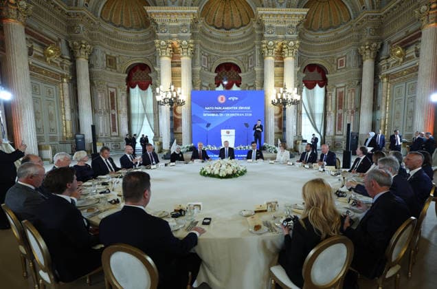 Turkish President Recep Tayyip Erdogan ISTANBUL, TURKIYE - JUNE 29: (----EDITORIAL USE ONLY - MANDATORY CREDIT - TURKISH PRESIDENCY MUSTAFA KAMACI HANDOUT - NO MARKETING NO ADVERTISING CAMPAIGNS - DISTRIBUTED AS A SERVICE TO CLIENTS----) Turkish President Recep Tayyip Erdogan attends a luncheon hosted in honor of NATO parliamentary speakers at Dolmabahce Palace in Istanbul, Turkiye, on June 29, 2026. Turkish Presidency Mustafa Kamaci Anadolu Istanbul Turkey. Editorial use only. Please get in touch for any other usage.  Copyright: x2026xAnadoluxTurkishxPresidency MustafaxKamacix
