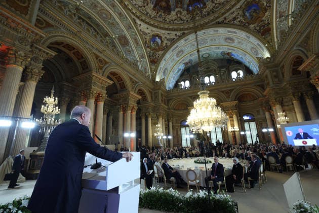 Turkish President Recep Tayyip Erdogan ISTANBUL, TURKIYE - JUNE 29: (----EDITORIAL USE ONLY - MANDATORY CREDIT - TURKISH PRESIDENCY MUSTAFA KAMACI HANDOUT - NO MARKETING NO ADVERTISING CAMPAIGNS - DISTRIBUTED AS A SERVICE TO CLIENTS----) Turkish President Recep Tayyip Erdogan delivers a speech as he attends a luncheon hosted in honor of NATO parliamentary speakers at Dolmabahce Palace in Istanbul, Turkiye, on June 29, 2026. Turkish Presidency Mustafa Kamaci Anadolu Istanbul Turkey. Editorial use only. Please get in touch for any other usage.  Copyright: x2026xAnadoluxTurkishxPresidency MustafaxKamacix