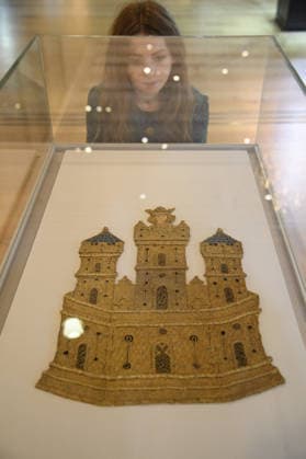 Bonhams Classics Week Sales at Bonhams, London, UK - 29 June 2026 A staff member views A pair of Important Late Medieval Royal Heraldic Embroideries - Mid to late 15th century, possibly produced in the Islamic workshops of Spain (est. Â£200k - Â£300k) which is part of Bonhams Classics Week Sales on 30th June - 2nd July at Bonhams, London, England, UK on Monday 29 June, 2026., Credit:Justin Ng Avalon UK, England, London, Bonhams  Copyright: xJustinxNgx xAvalonx 1113334562