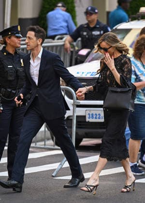 Mourners arrive for the legendary music executive Clive Davis, who died last week aged 94, at Central Synagogue in New York City Featuring: Adrien Brody, Georgina Chapman Where: New York City, New York, United States When: 29 Jun 2026 Credit: Elder Ordonez INSTARimages EDITORIAL USE ONLY. NOT FOR USE BY NEWSPAPERS BASED IN THE UK. Copyright: xx instar55815683