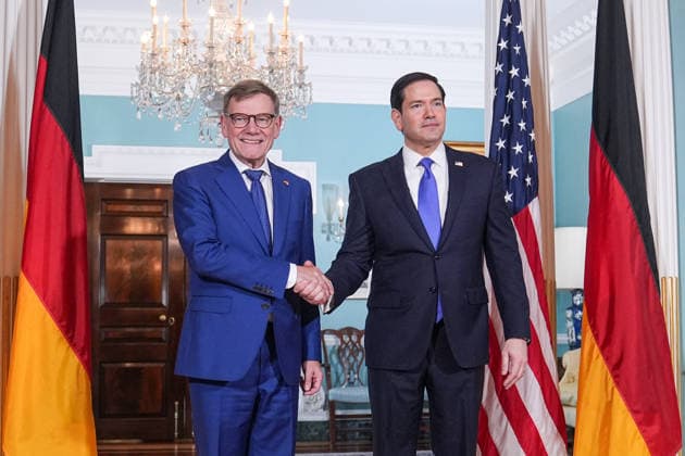 News Themen der Woche KW27 News Bilder des Tages Marco Rubio meets with German Foreign Minister Johann Wadephul in Washington DC WASHINGTON DC, UNITED STATES - JUNE 29: U.S. Secretary of State Marco Rubio (R) meets with German Foreign Minister Johann Wadephul (L) at the Department of State in Washington DC, United States, on June 29, 2026. Mehmet Eser Anadolu Washington DC United States. Editorial use only. Please get in touch for any other usage.  Copyright: x2026xAnadoluxMehmetxEserx
