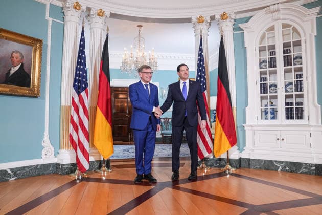 Marco Rubio meets with German Foreign Minister Johann Wadephul in Washington DC WASHINGTON DC, UNITED STATES - JUNE 29: U.S. Secretary of State Marco Rubio (R) meets with German Foreign Minister Johann Wadephul (L) at the Department of State in Washington DC, United States, on June 29, 2026. Mehmet Eser Anadolu Washington DC United States. Editorial use only. Please get in touch for any other usage.  Copyright: x2026xAnadoluxMehmetxEserx