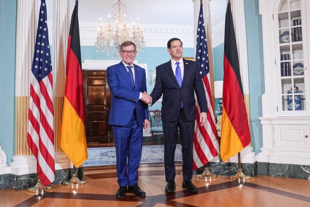 Marco Rubio meets with German Foreign Minister Johann Wadephul in Washington DC WASHINGTON DC, UNITED STATES - JUNE 29: U.S. Secretary of State Marco Rubio (R) meets with German Foreign Minister Johann Wadephul (L) at the Department of State in Washington DC, United States, on June 29, 2026. Mehmet Eser Anadolu Washington DC United States. Editorial use only. Please get in touch for any other usage.  Copyright: x2026xAnadoluxMehmetxEserx