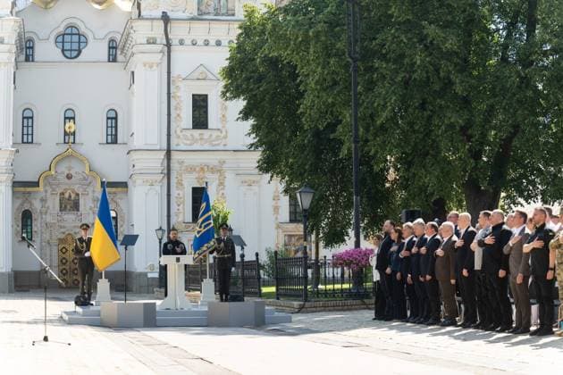 Ukrainian President Volodymyr Zelenskyy participates in events commemorating Ukrainian Constitution Day, observed annually on June 28, to mark the adoption of the country s constitution in 1996 Ukrainian President Volodymyr Zelenskyy participates in events commemorating Ukrainian Constitution Day, observed annually on June 28, to mark the adoption of the country s constitution in 1996, in Kyiv, Ukraine, June 28, 2026. Photo by PRESIDENT OF UKRAINE apaimages Ukraine Ukraine Ukraine 280626_Ukraine_UPO_00(10).jpeg Copyright: xapaimagesxPRESIDENTxOFxUKRAINEx xapaimagesx