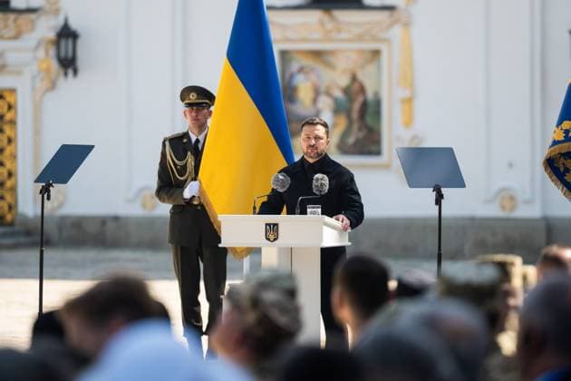 Ukrainian President Volodymyr Zelenskyy participates in events commemorating Ukrainian Constitution Day, observed annually on June 28, to mark the adoption of the country s constitution in 1996 Ukrainian President Volodymyr Zelenskyy participates in events commemorating Ukrainian Constitution Day, observed annually on June 28, to mark the adoption of the country s constitution in 1996, in Kyiv, Ukraine, June 28, 2026. Photo by PRESIDENT OF UKRAINE apaimages Ukraine Ukraine Ukraine 280626_Ukraine_UPO_00(6).jpeg Copyright: xapaimagesxPRESIDENTxOFxUKRAINEx xapaimagesx
