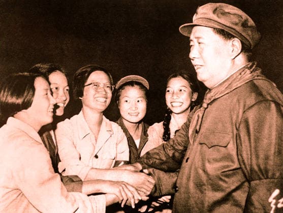 RECORD DATE NOT STATED Chairman Mao with female Red Guards during the Cultural Revolution. 1966 Chairman Mao with female Red Guards during the Cultural Revolution. 1966. Mao Zedong (1893 - September 9, 1976), was a Chinese communist revolutionary who became the founding father of the People s Republic of China (PRC), which he ruled as the Chairman of the Communist Party of China from its establishment in 1949 until his death Editorial use only. All other uses to be cleared with the copyright owner (World History Archive), in advance., WHA_133_0767.jpg, Chairman Mao; Red Guards; Cultural Revolution; Mao Zedong; Chinese communist revolutionary; People s Republic of China; PRC; Communist Party of China; founding father; 1966; female Red Guards Copyright: xWorldxHistoryxArchivex