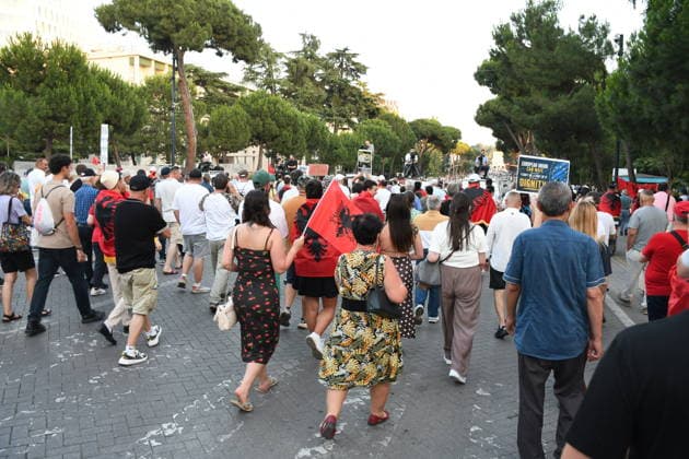 Protests in Albania hit 30th day over controversial Kushner-linked tourism project TIRANA, ALBANIA - JUNE 29: Protesters gather at Skanderbeg Square carrying banners and signs with the slogan Albania is not for sale as demonstrations continue on the 30th day against a planned tourism project in the Zvernec region of Vlora, in Tirana, Albania on June 29, 2026. Olsi Shehu Anadolu Tirana Albania. Editorial use only. Please get in touch for any other usage.  Copyright: x2026xAnadoluxOlsixShehux