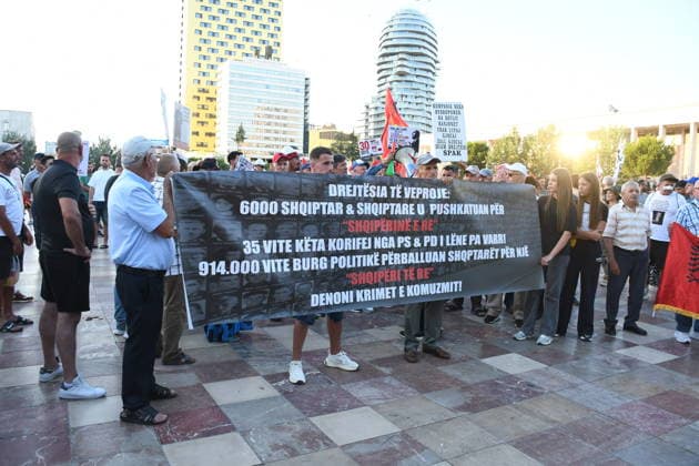 Protests in Albania hit 30th day over controversial Kushner-linked tourism project TIRANA, ALBANIA - JUNE 29: Protesters gather at Skanderbeg Square carrying banners and signs with the slogan Albania is not for sale as demonstrations continue on the 30th day against a planned tourism project in the Zvernec region of Vlora, in Tirana, Albania on June 29, 2026. Olsi Shehu Anadolu Tirana Albania. Editorial use only. Please get in touch for any other usage.  Copyright: x2026xAnadoluxOlsixShehux