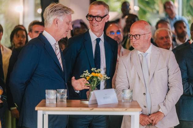 King Philippe - Filip of Belgium, Koen Doens, Director-General for International Partnerships at the European Commission and Jean-Luc Crucke Belgian Minister for Mobility, Climate and Environmental Transition pictured during a royal visit for the celebration of the 100th Anniversary of Virunga National Park at the Meise Botanical Garden, on Monday 29 June 2026.  EMILExWINDAL 179906708