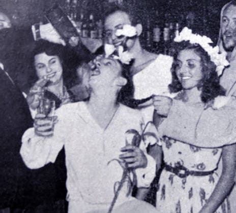 RECORD DATE NOT STATED The World of Arts and Letters Black and white photograph of the World of Arts and Letters; a night party in Saint-Germain-des-Pres, the district of the existentialists. Editorial use only. All other uses to be cleared with the copyright owner (World History Archive), in advance., WHA_134_0738.jpg, Black and white; photograph; World of Arts and Letters; night party; Saint-Germain-des-Pres; district; existentialists; Paris; France; 1950s; vintage; retro; cultural; literary; social gathering; intellectuals; famous; historical; iconic; bohemian; artistic; creative; influential; influential figures; writers; poets; philosophers; celebrities; nightlife; event; celebration. Copyright: xWorldxHistoryxArchivex