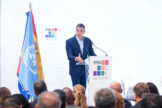 (260629) -- MADRID, June 29, 2026 -- Spanish Prime Minister Pedro Sanchez delivers a speech at the inauguration ceremony of the new headquarters of United Nations Tourism in Madrid, Spain, June 29, 2026. United Nations Tourism on Monday inaugurated its new headquarters in Madrid, marking a new chapter for the United Nations agency dedicated to promoting sustainable and inclusive tourism worldwide. (Photo by Xinhua) SPAIN-MADRID-UN TOURISM-NEW HEADQUARTERS GustavoxValiente 