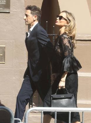 June 29, 2026, New York, New York, USA: Actor ADRIEN BRODY and designer GEORGINA CHAPMAN seen at music mogul Clive Davis s Funeral held at Central Synagogue in midtown Manhattan. New York USA - ZUMAk03_ 20260629_zaf_k03_054 Copyright: xNancyxKaszermanx
