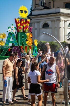 June 27, 2026, Warsaw, Mazovia, Poland: Varsovians enjoy the relief of a cooling misting station. On the afternoon of the 28th of June, Varsovians cool and hydrate themselves around the city during a record-breaking heatwave. Due to the extreme heat, the authorities provided misting sprays and water tanks around the city. During the weekend, Warsaw experienced temperatures approaching 38Â°C as the unprecedented European heatwave swept across Poland, roughly 15Â°C above the late-June average. Tropical nights, nationwide heat alerts, and temperatures up to 40.5Â°C elsewhere in the country made this one of the most extreme heat events in modern Polish history. Warsaw Poland - ZUMAs197 20260627_aaa_s197_326 Copyright: xNeilxMiltonx