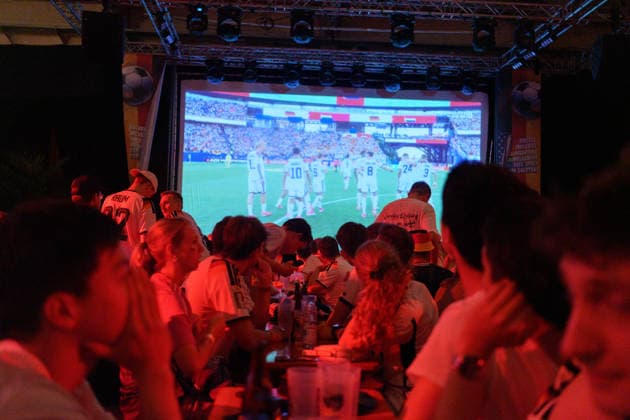 German Fans Watch Final World Cup Match at Public Viewing Germany - Munich, 30.06.2026 Football fans watch Germanys FIFA World Cup 2026 Round of 32 match against Paraguay during a public viewing event at the Backstage Kulturzentrum in Munich. Germany was eliminated after a 1 1 draw and a 4 3 penalty shootout defeat, ending its World Cup campaign. Bavaria