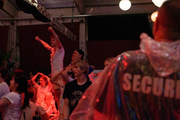 German Fans Watch Final World Cup Match at Public Viewing Germany - Munich, 30.06.2026 Spectator cheers, as football fans watch Germanys FIFA World Cup 2026 Round of 32 match against Paraguay during a public viewing event at the Backstage Kulturzentrum in Munich. Germany was eliminated after a 1 1 draw and a 4 3 penalty shootout defeat, ending its World Cup campaign. Bavaria