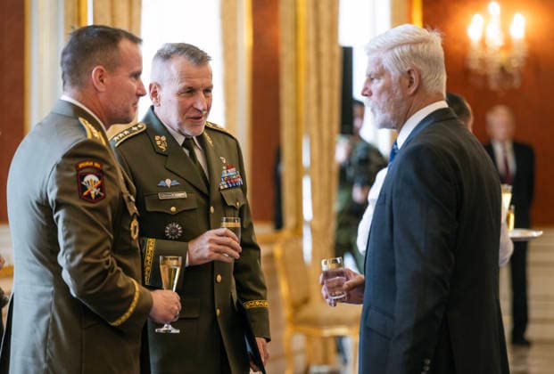 Czech President Petr Pavel, right, appoints Miroslav Hlavac, middle, as new Chief of General Staff of the Czech Armed Forces, in Prague, Czech Republic, on June 30, 2026. On the left side is seen outgoing chief Karel Rehka. (CTKxPhoto MichaelaxRihova) CTKPhotoP2026063003027  CTKPhotoP2026063003027