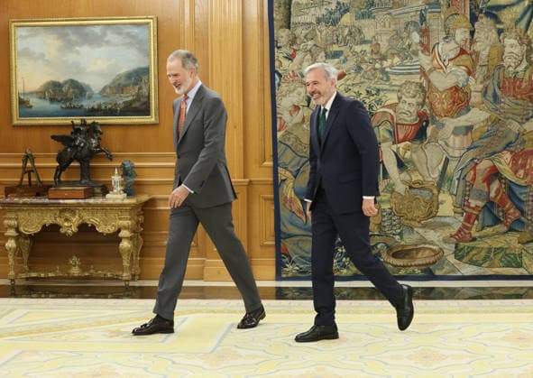 The King Grants an Audience to Jorge Azcón King Felipe VI grants an audience to the president of Aragon, Jorge Azcón, at the Zarzuela Palace on June 30, 2026, in Madrid, Spain. The audience takes place following Azcón’s recent reelection as President of Aragon. JUNE 30, 2026 Marta Ferná Spain  Copyright: xMartaxFernandezx 7632249
