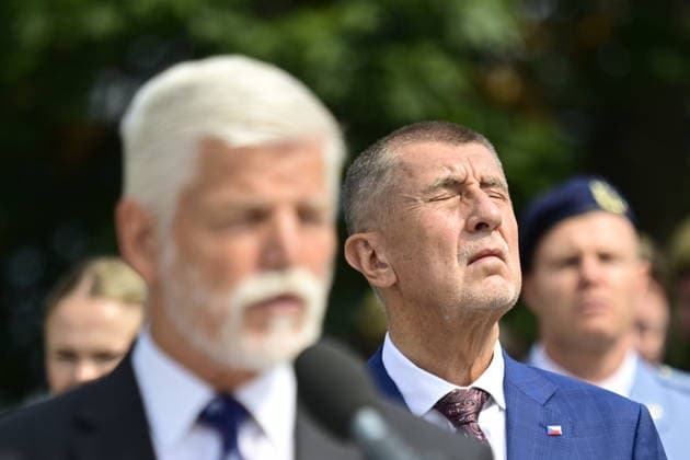 Ceremonial parade marking Czech Armed Forces Day and the handover of the post of Chief of the General Staff of the Czech Armed Forces took place at the National Memorial at Vitkov, in Prague, Czech Republic, on June 30, 2026. On the right is Prime Minister Andrej Babis, in the foreground is President Petr Pavel speaking. (CTKxPhoto RomanxVondrous) CTKPhotoP2026063003588  CTKPhotoP2026063003588