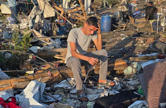 Displaced Families Inspect Damage After Israeli Airstrike in al-Mawasi Palestinian displaced families inspect damage to their tents and belongings following an Israeli airstrike that targeted a camp for displaced people in the al-Mawasi area of Khan Younis, southern Gaza Strip, on June 30, 2026. The Israeli army carried out the strike despite a ceasefire, causing extensive damage across the area. Photo by Tariq Mohammad APA Images Khan Yunis Gaza Strip Palestinian Territory 300626_Khan_Yunis_TM_00(16) Copyright: xapaimagesxTariqxMohammad xapaimagesx
