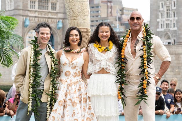 Thomas Kail, Auli i Cravalho, Catherine Laga aia and Dwayne Johnson attends the Moana Experience Launch in Potters Fields Park, London, England. UK. Tuesday 30th June 2026. Copyright: xJamesxWarrenx M4P4DK~F
