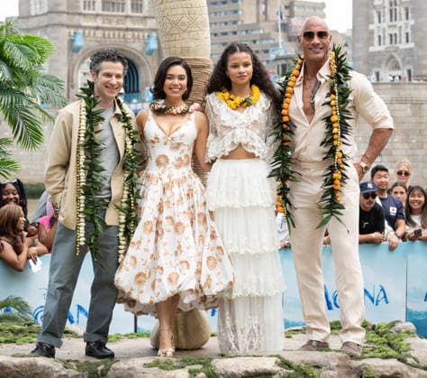 Thomas Kail, Auli i Cravalho, Catherine Laga aia and Dwayne Johnson attends the Moana Experience Launch in Potters Fields Park, London, England. UK. Tuesday 30th June 2026. Copyright: xJamesxWarrenx M4Z3Z7~V
