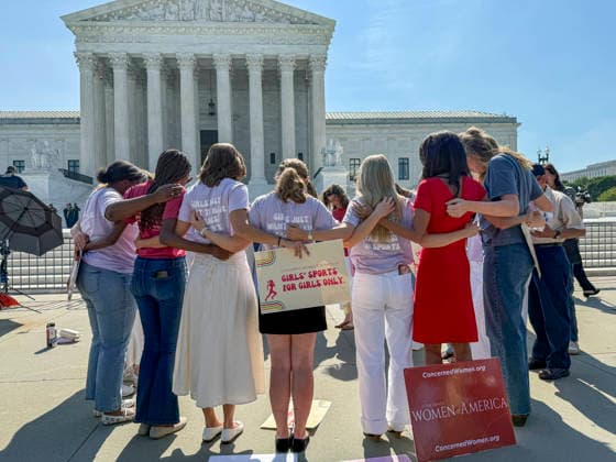 June 30, 2026, Washington, District Of Columbia, USA: Supporters of Concerned Women for America pray before the U.S. Supreme Court decides the case of West Virginia v. B. P. J. The court unanimously rules that under Title IX and the Equal Protection Clause of the 14th Amendment, schools may determine eligibility for female sports based.on biological sex as determined at birth. Washington USA - ZUMAd155 20260630_znp_d155_005 Copyright: xSuexDorfmanx