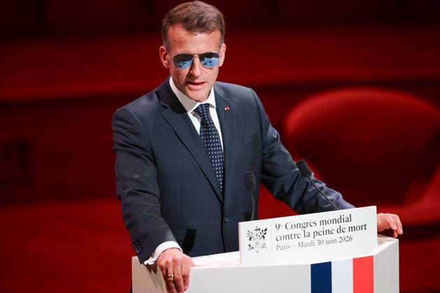 French President Emmanuel Macron delivers a speech at the 9th World Congress Against the Death Penalty in Paris, France, on June 30, 2026. Eliot Blondet Pool Bestimage French President Emmanuel Macron delivers a speech during the World Congress Against the Death Penalty in Paris, on June 30, 2026, Paris, France  Copyright: xEliotxBlondetx xPoolx xBestimagexEliotxBlondetx xPoolx xBestimagex