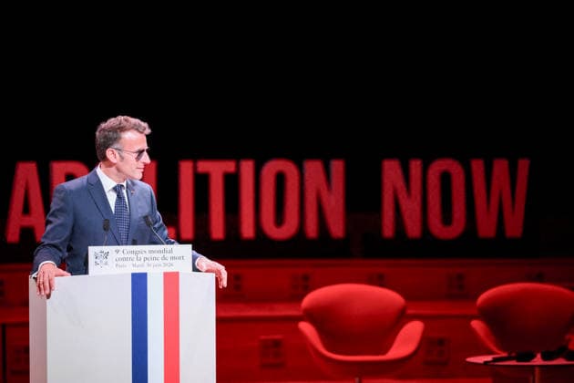 French President Emmanuel Macron delivers a speech at the 9th World Congress Against the Death Penalty in Paris, France, on June 30, 2026. Eliot Blondet Pool Bestimage French President Emmanuel Macron delivers a speech during the World Congress Against the Death Penalty in Paris, on June 30, 2026, Paris, France  Copyright: xEliotxBlondetx xPoolx xBestimagexEliotxBlondetx xPoolx xBestimagex