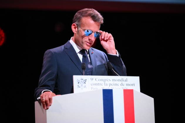 Macron Delivers A Speech During the World Congress Against the Death Penalty - Paris French President Emmanuel Macron delivers a speech during the World Congress Against the Death Penalty in Paris, on June 30, 2026. It was noted that the president was wearing sunglasses due to an eye condition. Photo by Eliot Blondet ABACAPRESS.COM Paris France  Copyright: xBlondetxEliot ABACAx