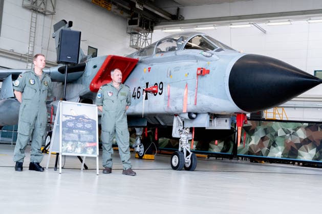 Kaufbeuren, Bavaria, Germany - June 30, 2026: Kaufbeuren Air Base, the Bundeswehr, and the German Air Force: The Future of the Arrow Weapon System for Germany (AWS-G), Air Defense, Military Base, and Pilot Project for Historic Preservation. PA-200 Tornado multi-role fighter aircraft of the German Air Force designed for air strikes, reconnaissance, and electronic warfare *** Fliegerhorst Kaufbeuren, Bundeswehr und Luftwaffe: Zukunft des Arrow Weapon System for Germany (AWS-G), Luftverteidigung, Militärstandort und Pilotvorhaben Denkmalschutz. PA-200 Tornado Mehrzweckkampfflugzeug der Luftwaffe entwickelt für Luftangriffe, Aufklärung und elektronische Kampfführung