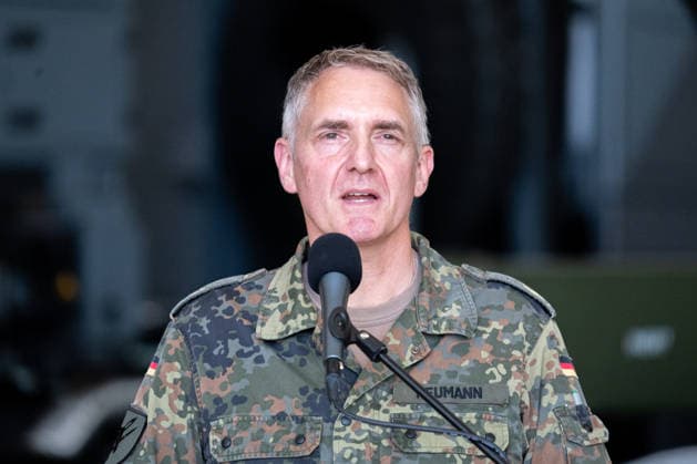 Kaufbeuren, Bavaria, Germany - June 30, 2026: Kaufbeuren Air Base, the Bundeswehr, and the German Air Force: The Future of the Arrow Weapon System for Germany (AWS-G), Air Defense, Military Base, and Pilot Project for Historic Preservation. Ministerial Director Dr. Alexander Götz (Head of the Force Development Division at the Federal Ministry of Defense) *** Fliegerhorst Kaufbeuren, Bundeswehr und Luftwaffe: Zukunft des Arrow Weapon System for Germany (AWS-G), Luftverteidigung, Militärstandort und Pilotvorhaben Denkmalschutz. Ministerialdirektor Dr. Alexander Götz (Hauptabteilungsleiter Aufwuchs im Bundesministerium der Verteidigung)
