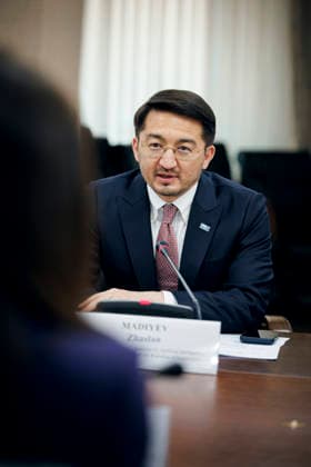 Katherina Reiche (CDU), Bundesministerin fuer Wirtschaft und Energie, trifft Madiyev Zhaslan, Minister fuer Kuenstliche Intelligenz und Digitale Entwicklung der Republik Kasachstan. Astana, 30.06.2026. Fotografiert im Auftrag des Ministeriums fuer Wirtschaft und Energie Astana Kasachstan *** Katherina Reiche (CDU), Federal Minister of Economy and Energy, meets with Madiyev Zhaslan, Minister of Artificial Intelligence and Digital Development of the Republic of Kazakhstan, in Astana, June 30, 2026. Photographed on behalf of the Ministry of Economy and Energy, Astana, Kazakhstan. Copyright: xThomasxTrutschel BMWEx