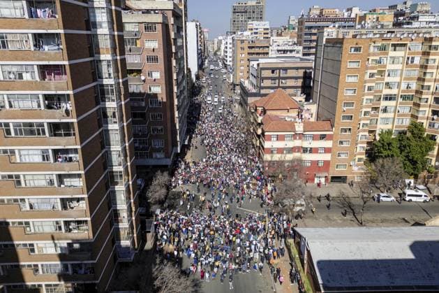 Anti-immigrant demonstrations continue in South Africa JOHANNESBURG, SOUTH AFRICA - JUNE 30: Hundreds of people gather to protest irregular migrants and call on the government to deport undocumented immigrants in Johannesburg, South Africa on June 30, 2026. Anti-immigrant demonstrations are being held across South Africa as growing pressure on foreign nationals in recent months has brought migration, unemployment and security issues back into the national spotlight. Ihsaan Haffejee Anadolu Johannesburg South Africa. Editorial use only. Please get in touch for any other usage.  Copyright: x2026xAnadoluxIhsaanxHaffejeex