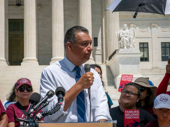 June 30, 2026, Washington, District Of Columbia, USA: U.S. Senator ALEX PADILLA (D-Calif.), Ranking Member of the Senate Judiciarys Immigration Subcommittee celebrates the Supreme Court decision reaffirming birthright citizenship for children born in the United States, regardless of their parents immigration status. This overturns President Trumps unconstitutional executive order, which sought to reinterpret the 14th amendment. Washington USA - ZUMAd155 20260630_znp_d155_023 Copyright: xSuexDorfmanx