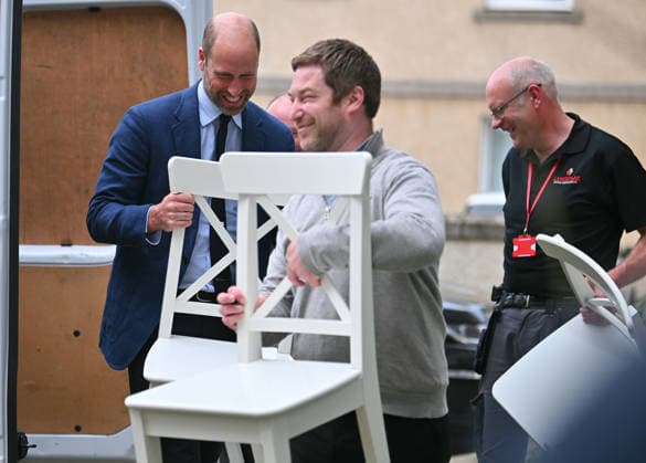 Prince William visits Langstane Housing Association Prince William helps a tenant to move furniture into a new flat during a visit to Langstane Housing Association, Aberdeen, Scotland, UK, on the 30th June 2026. Picture by Andy Buchanan WPA-Pool Aberdeen Langstane Housing Association Scotland United Kingdom  WHA-0830