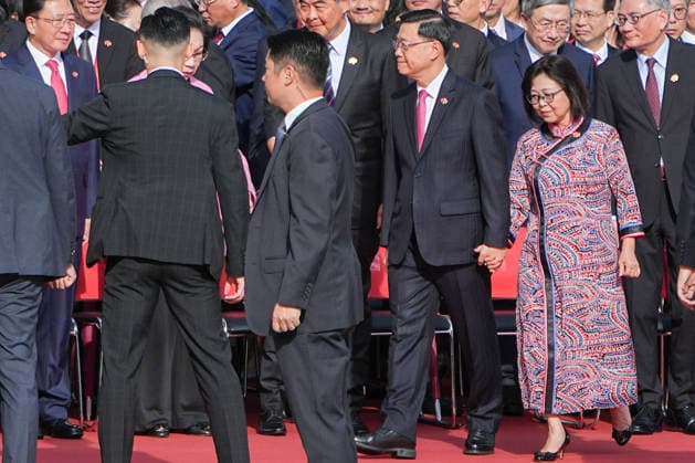 HONG KONG-DAILY HKSAR-ANNIVERSARY Chief Executive John Lee Ka-chiu departs Golden Bauhinia Square to attend the celebratory reception following the flag-raising ceremony on July 1, 2026 in Hong Kong. (Photo by Kevin Li TMHK via Nexpher Images) Hong Kong
